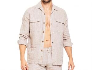 NEW EIGHT X linen overshirt in beige